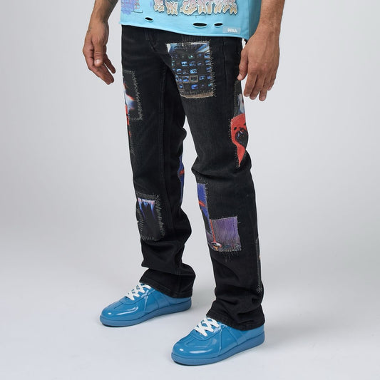 Duaa | Dreams Stacked Pants - Blue