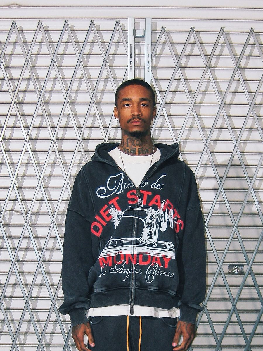 Diet Starts Monday | Atelier Zip Up Hoodie - Vintage Black