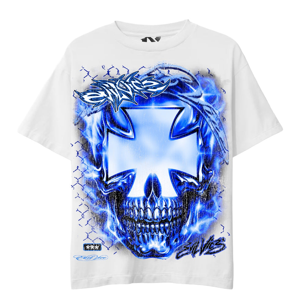 Evil Vice | Chrome Cross Tee - White