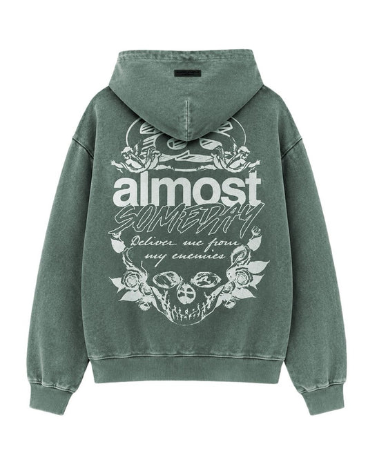Almost Someday | Enemies Zip Up Hoodie - Green
