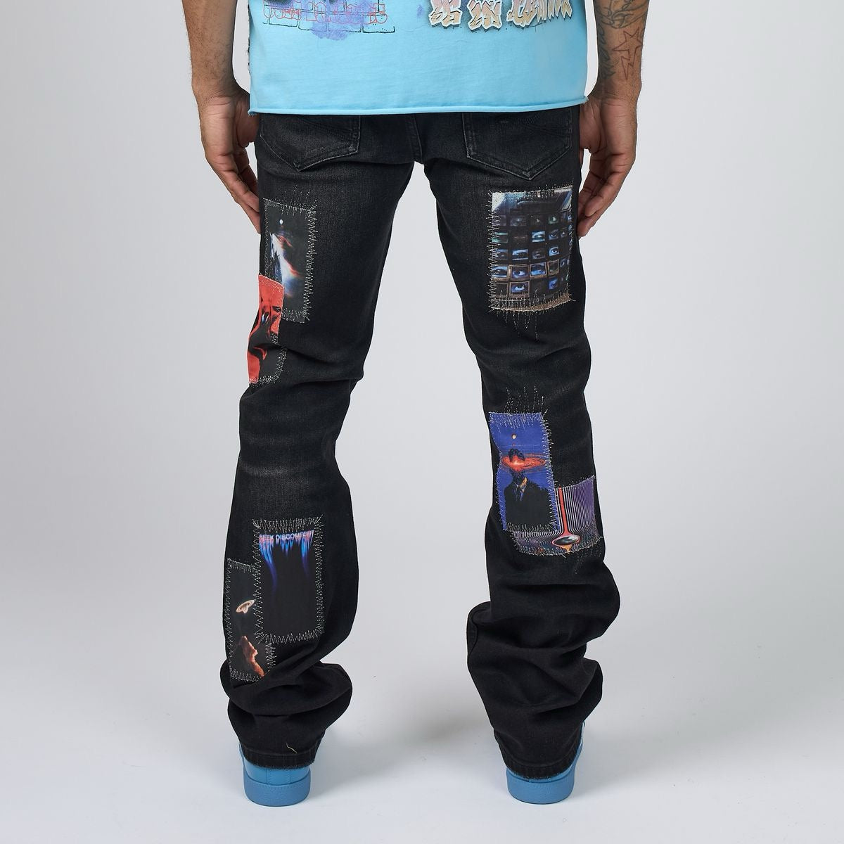 Duaa | Dreams Stacked Pants - Blue