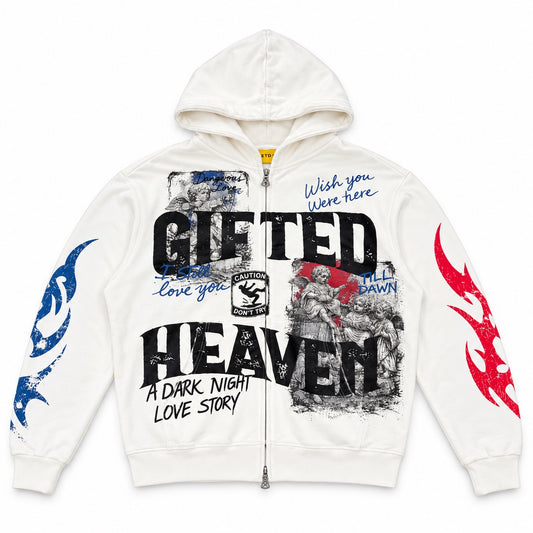 GFTD LA | Dark Knight Zip Up Hoodie - White