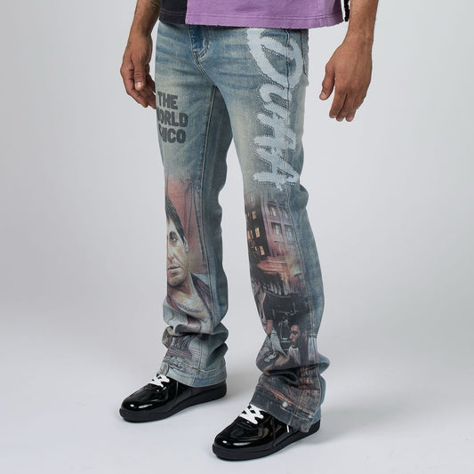 Duaa | Chico Stacked Pants - Blue
