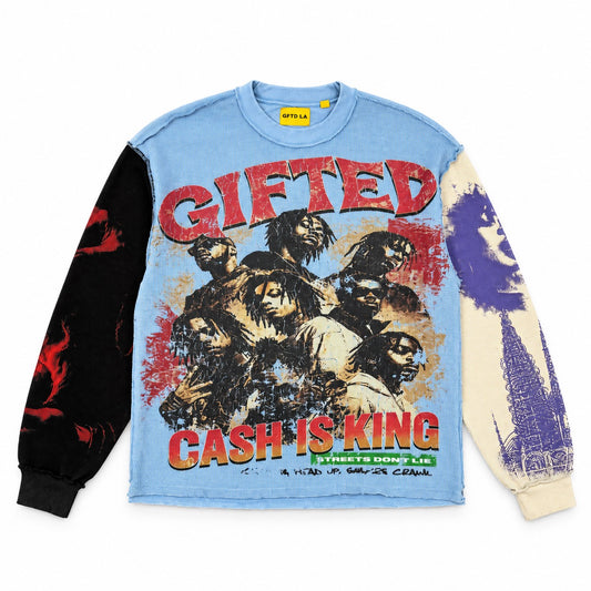 GFTD LA | Cash King Long Sleeve Tee - Blue
