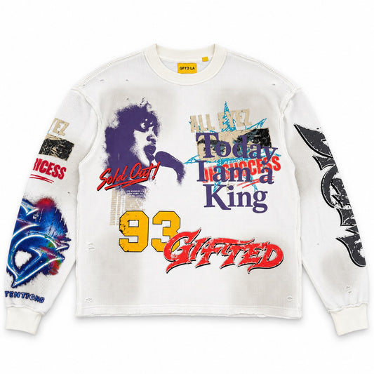 GFTD | All Eyez Long Sleeve Tee - White