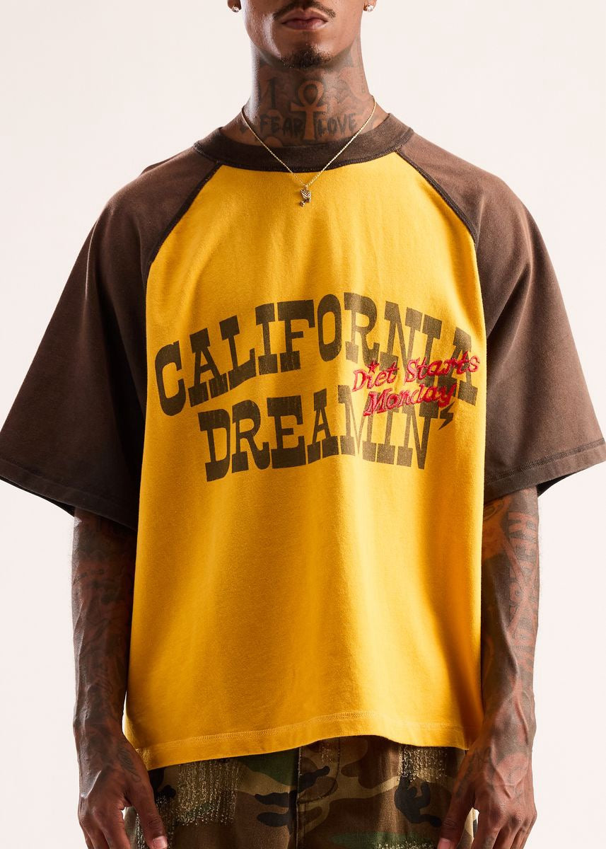 Diet Starts Monday | California Dreamin Tee - Vintage Black/Yellow