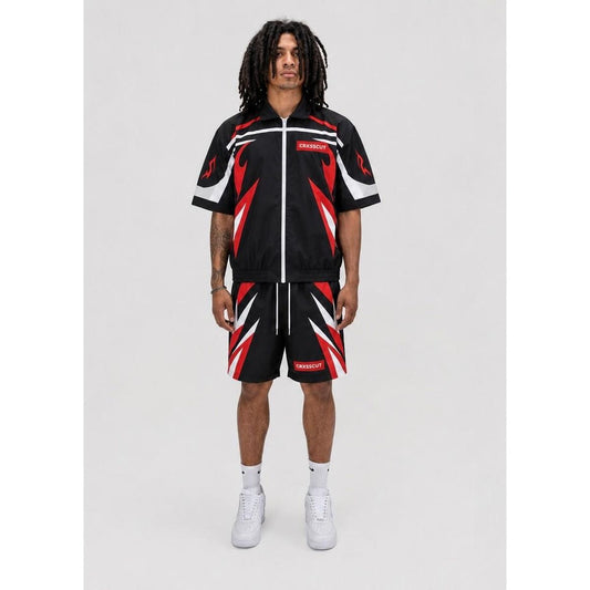 CrxossCut | Velocity Nylon Short Set - Black/Red