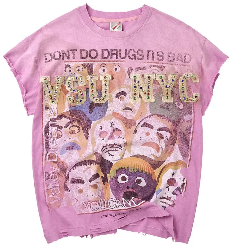 Vale | No Drugs Sleeveless Tee - Pink