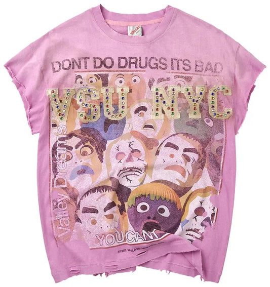 Vale | No Drugs Sleeveless Tee - Pink