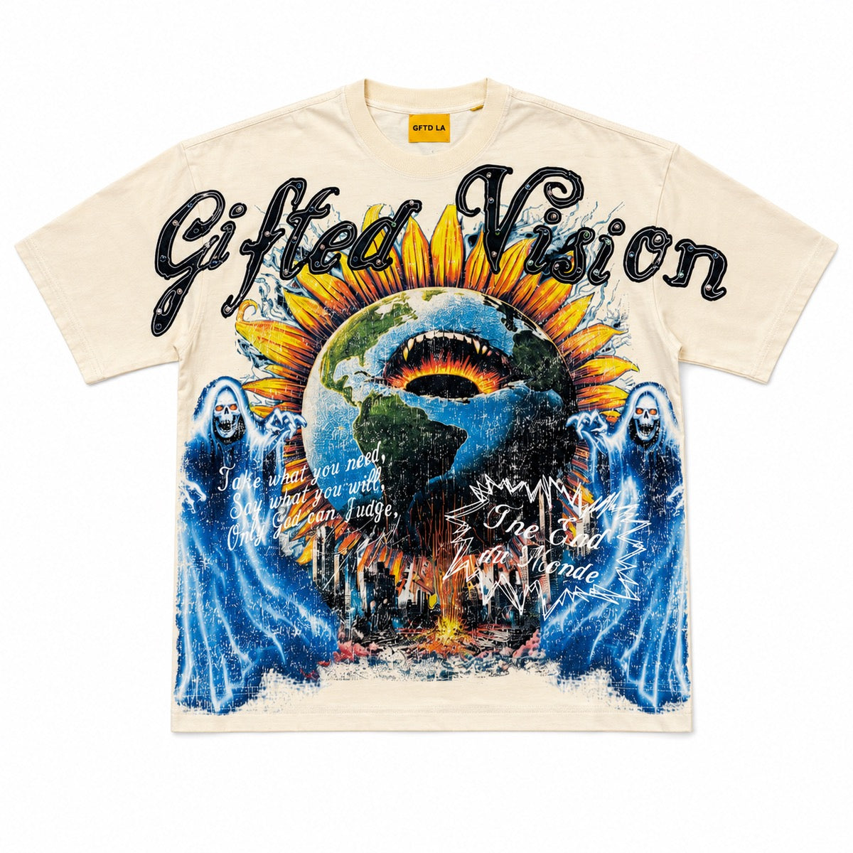 GFTD LA | Vision Rhinestones Tee - Cream