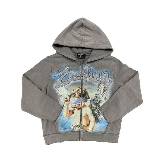 Mixed Emotions | Rhinestone Hoodie - Gray