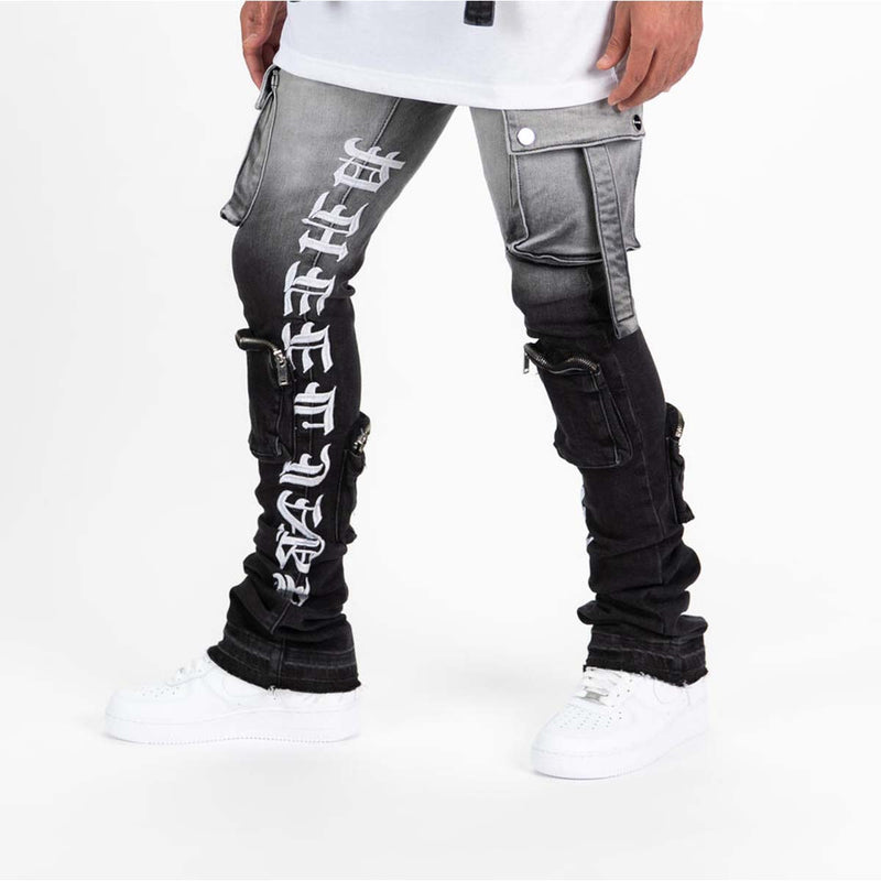pheelings-never-look-back-cargo-flare-stack-denim-grey-gradient-6-rings-clothing
