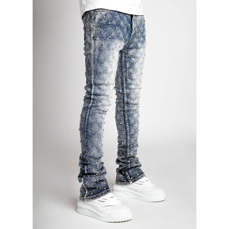 Guapi | Aqua Blue Embellished Denim