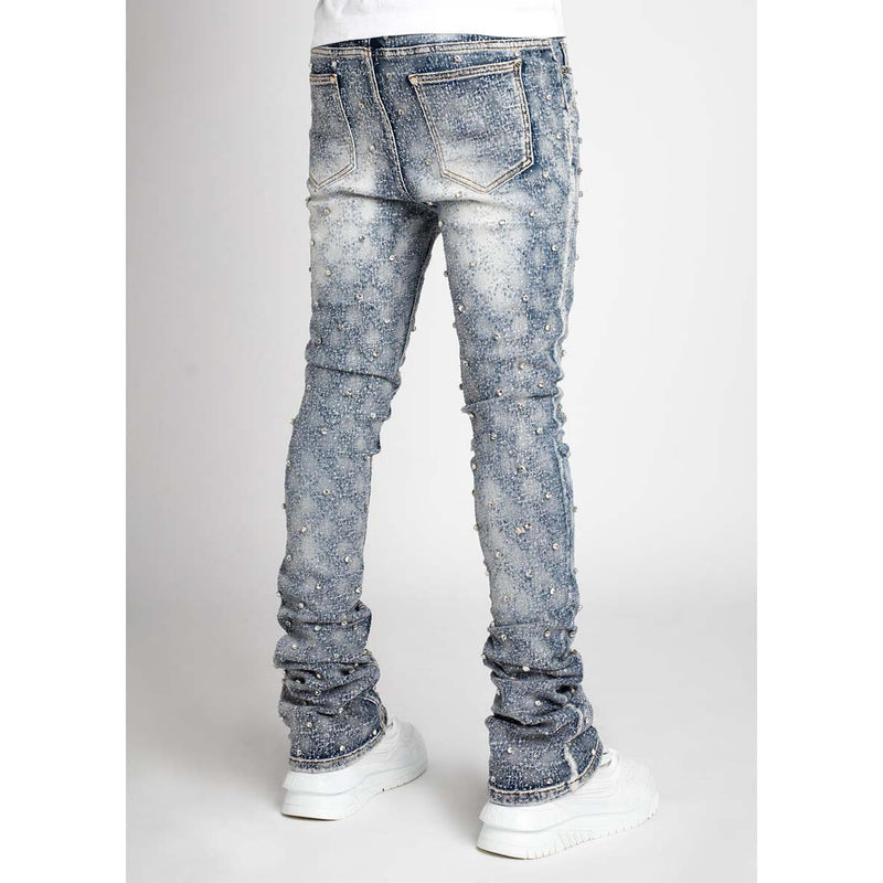 Guapi | Aqua Blue Embellished Denim