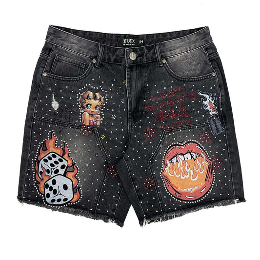 politics-austin-jorts-black-wash-men-jean-shorts-dice-print-rhinestone-jean-short-6-rings-clothing