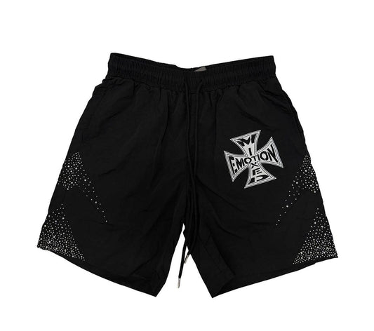 Mixed Emotion | Nylon Rhinestone Shorts - Black