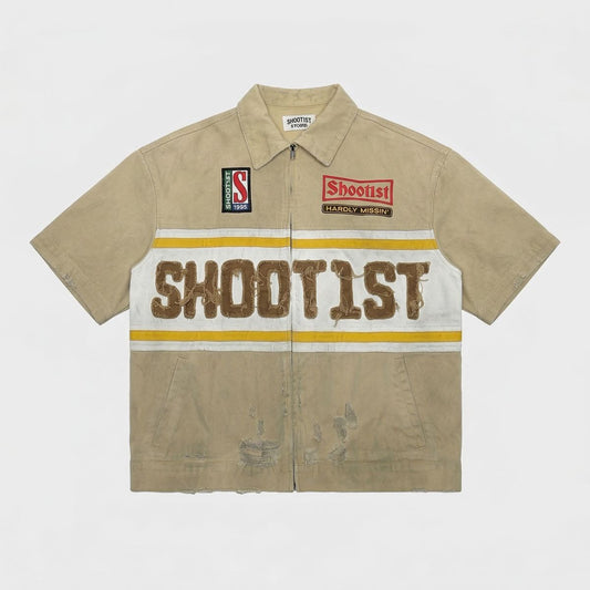 Shoot1st Studios | TAN DENIM ZIP POLO
