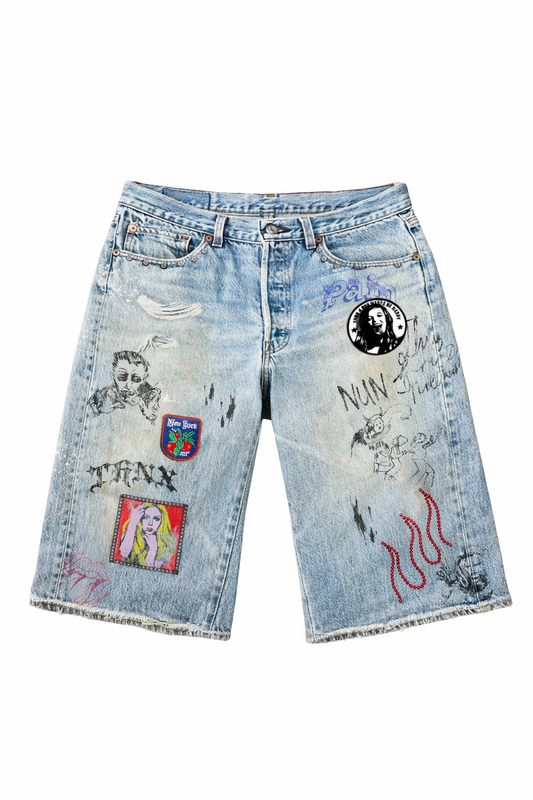 Thnx For Nothing | ANIME BLUE DENIM JORTS
