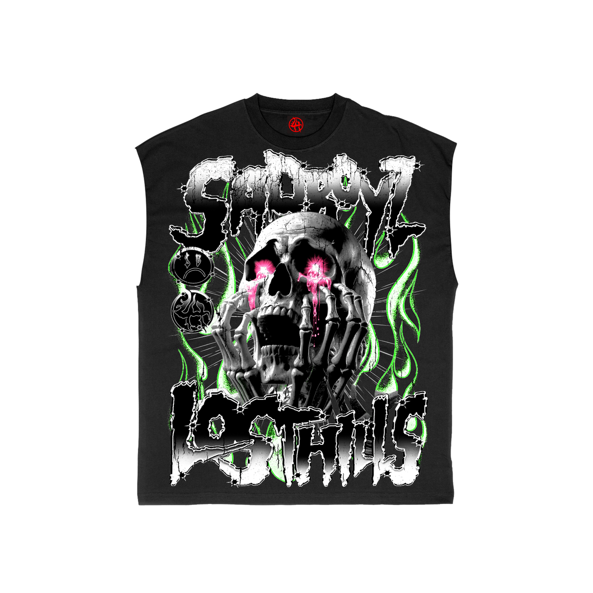 LOST IN THE HILLS | SAD BOYZ SKULL CUT SLEEVES - Black