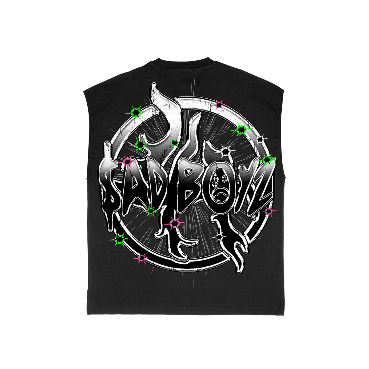 LOST IN THE HILLS | SAD BOYZ SKULL CUT SLEEVES - Black