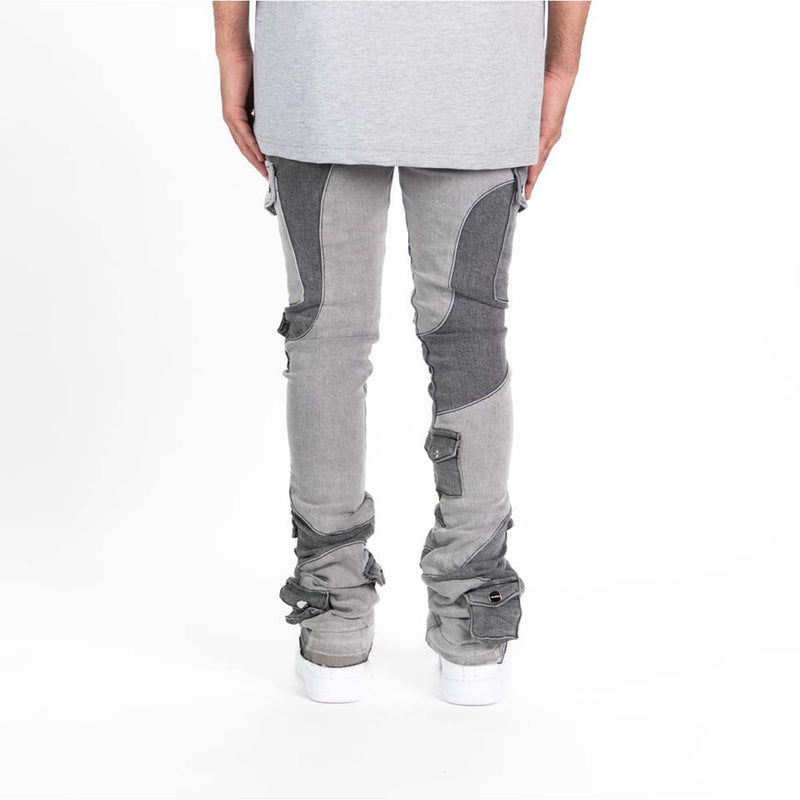 PHEELINGS | "MY PLEASURE" CARGO FLARE STACK DENIM - Grey