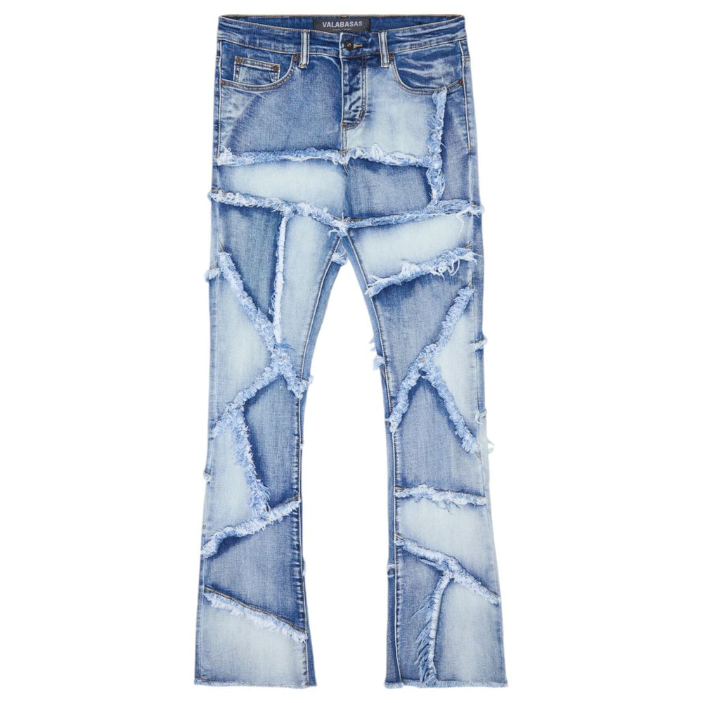 valabasas-patchwork-flared-stacked-jean-blue-6-rings-clothing