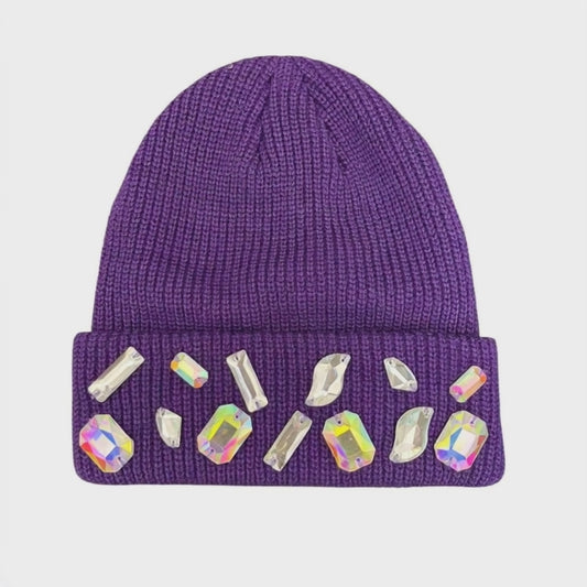 The Syndicate | Rhinestone Knit Beanie - Purple