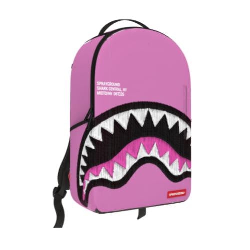 SHARK CENTRAL PINK EMBROIDERED SHARK BACKPACK