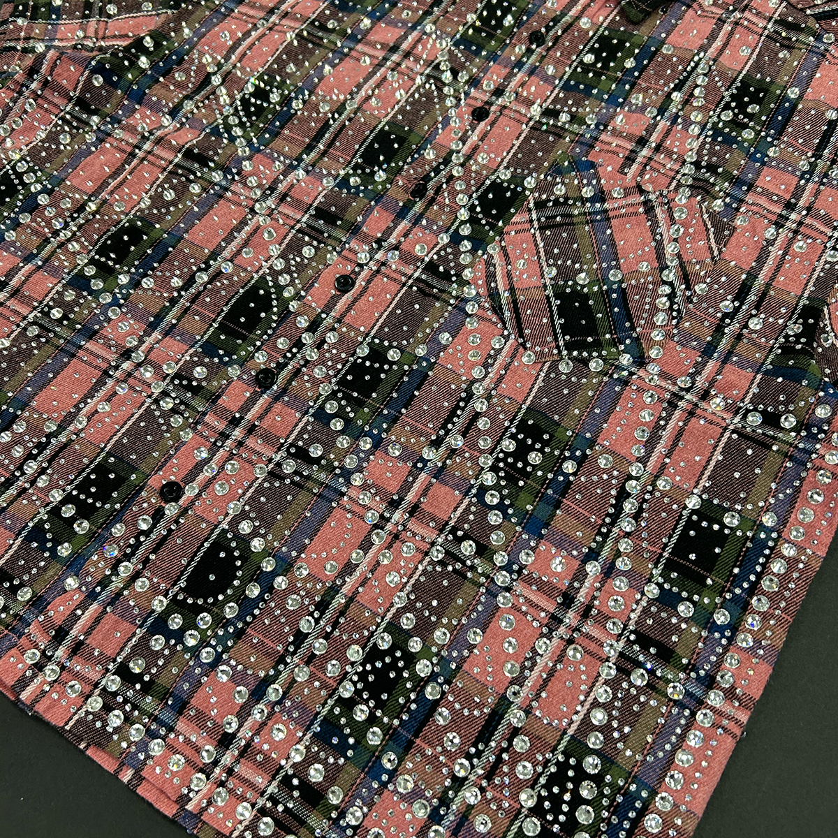 syndicate-milano-rhinestone-plaid-short-sleeve-shirt-pink-plaid-6-rings-clothing