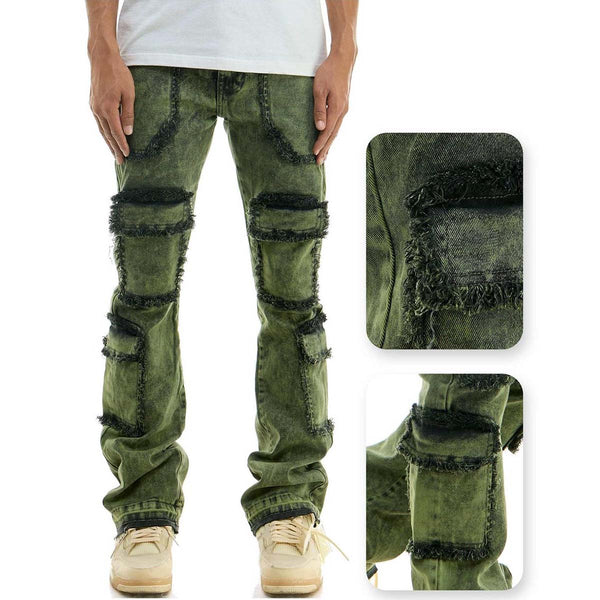 kdnk-tetra-cargo-flare-jeans-olive-green-6-rings-clothing